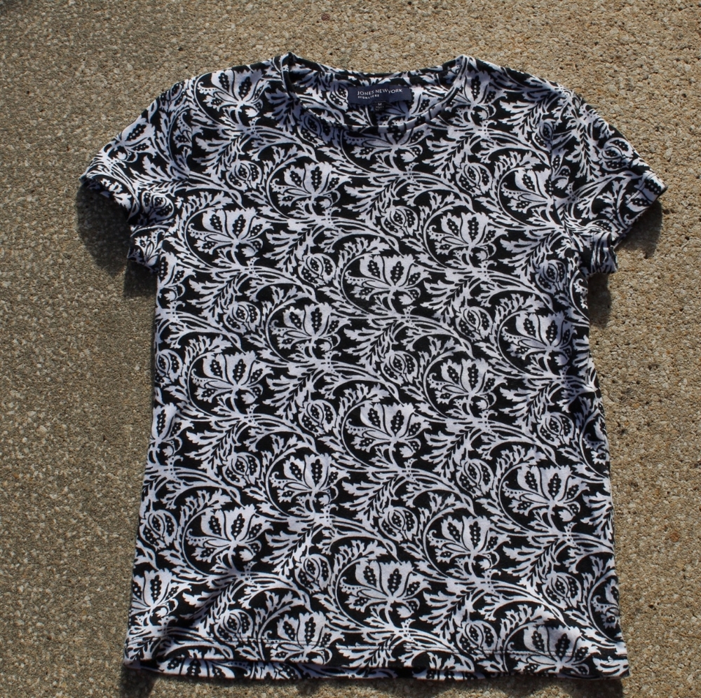 Jones New York Black & White Short Sleeve …